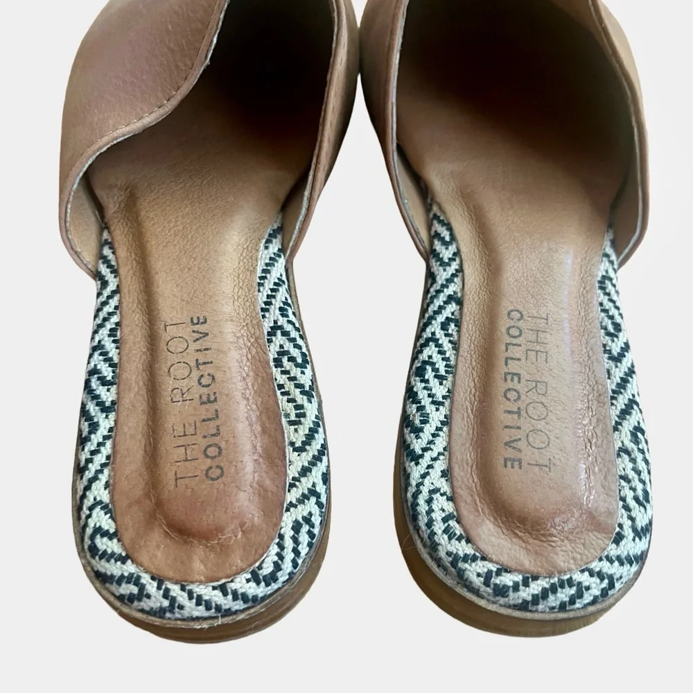The Root Collective Brown Chestnut Leather Lilli Mules ECO Friendly Anthro Sz 9 - Picture 5 of 6